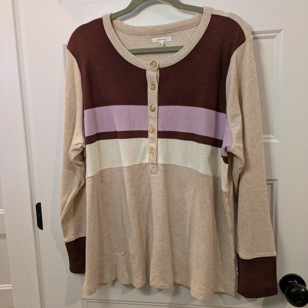New with tags! Maurices Ribbed Knit, Henley top size 2X